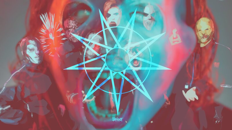 Band Members with Masks — Red