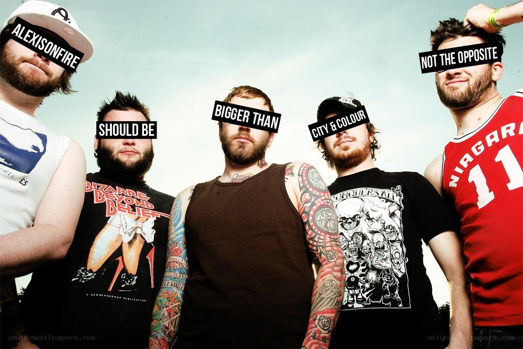band members with text overlays