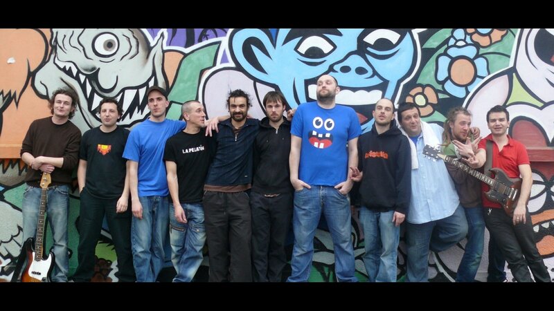 Band of Men with Instruments — Blue