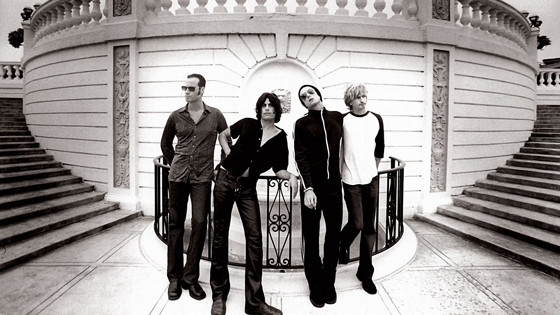 band on a grand staircase