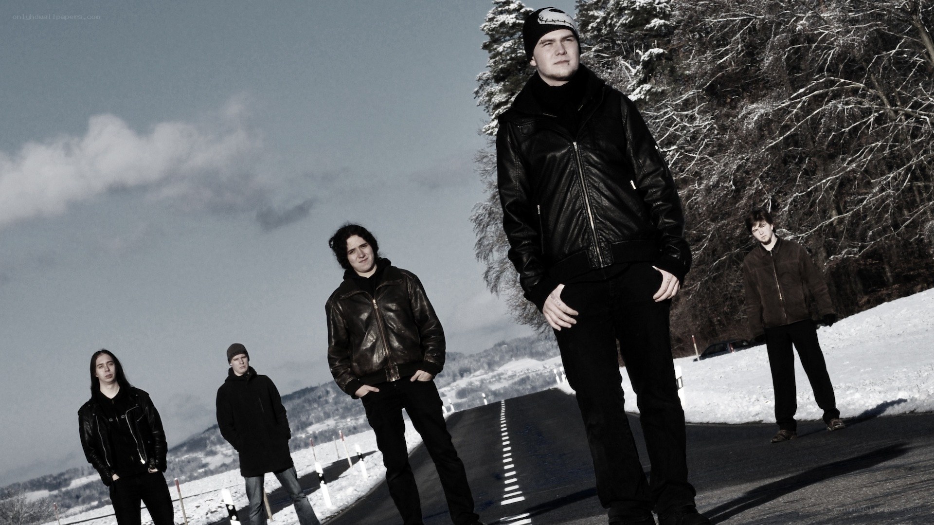 band on a snowy road