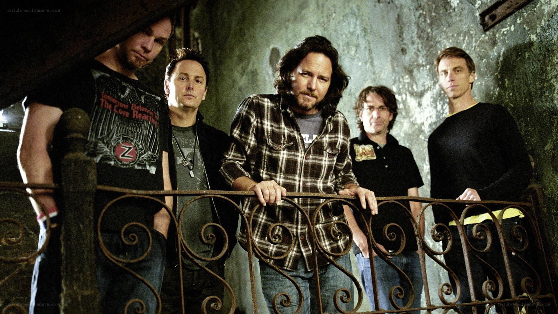 band on a staircase