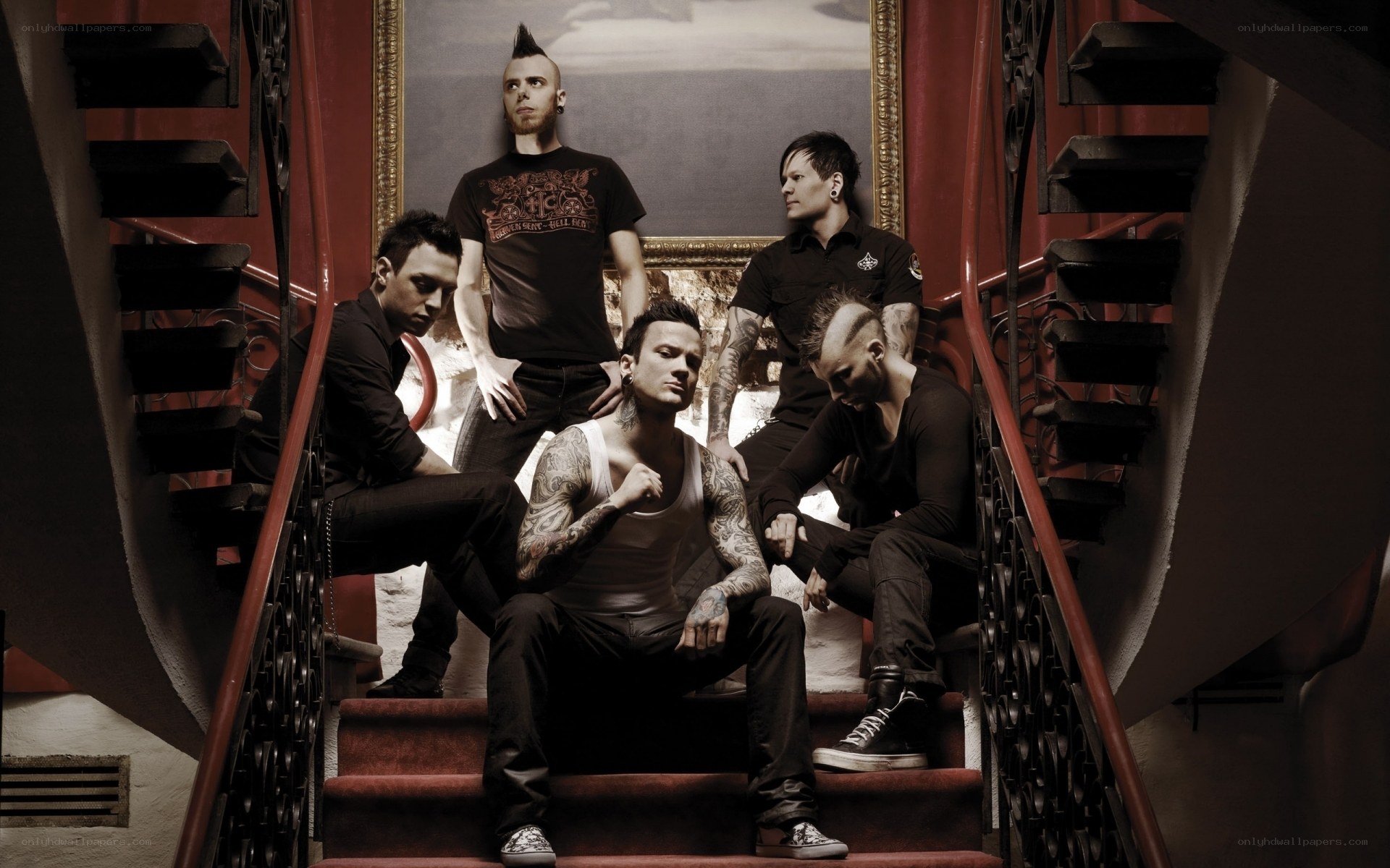 band on a staircase