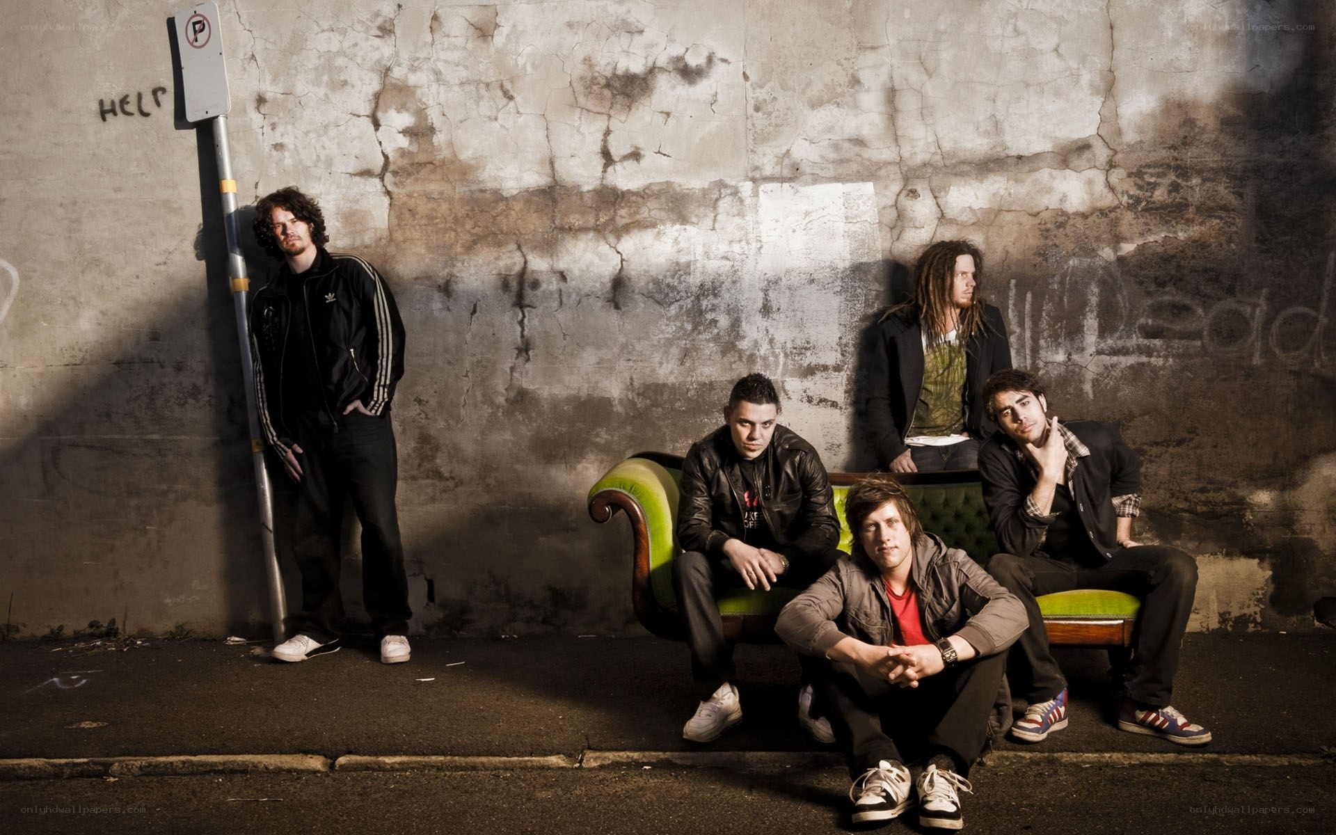 band on a street bench