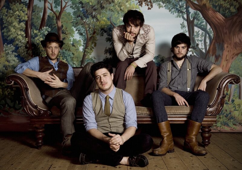 band on a vintage couch