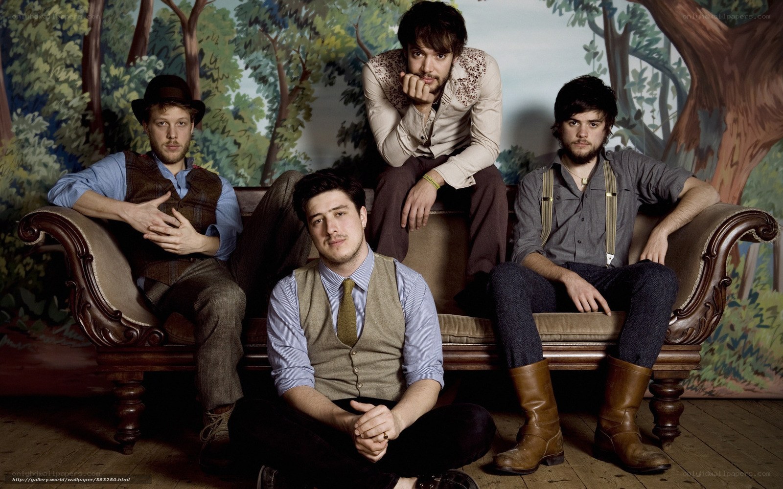band on a vintage couch