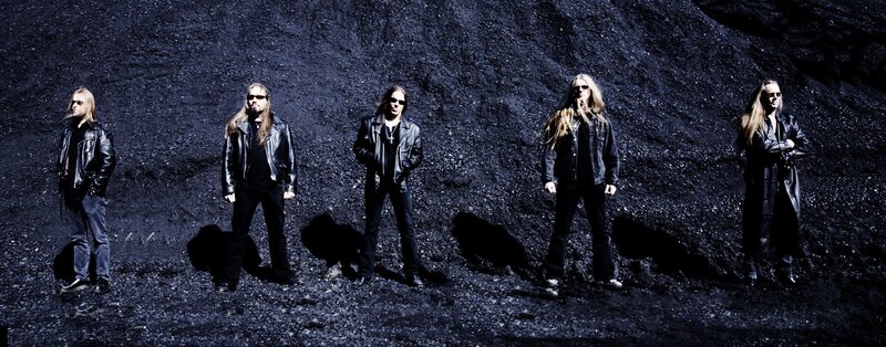 band on dark hillside