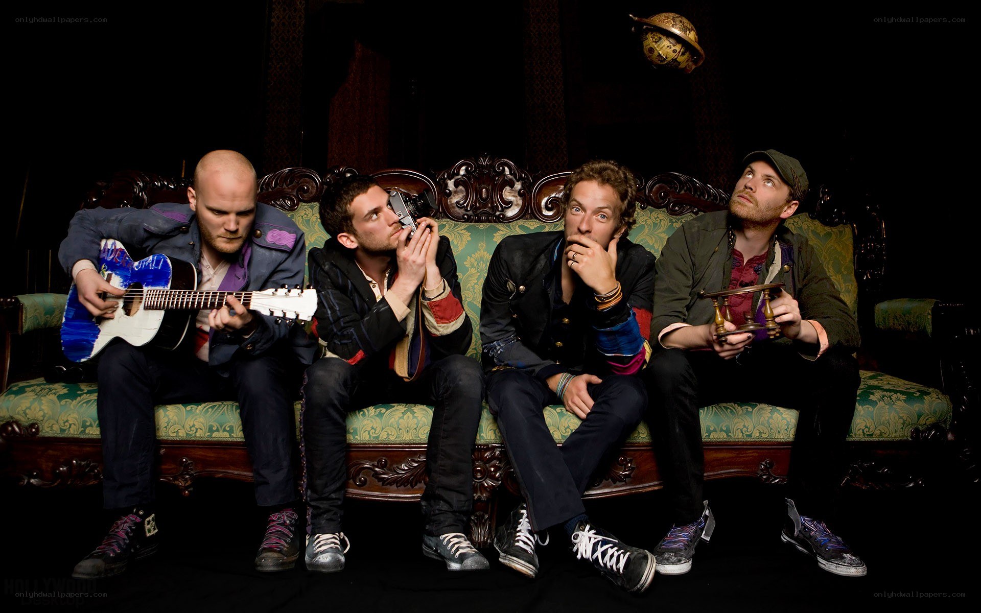 band on ornate couch