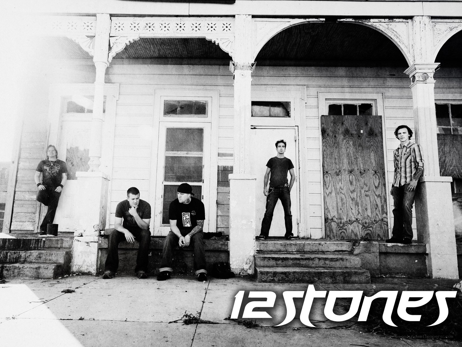 band on porch steps