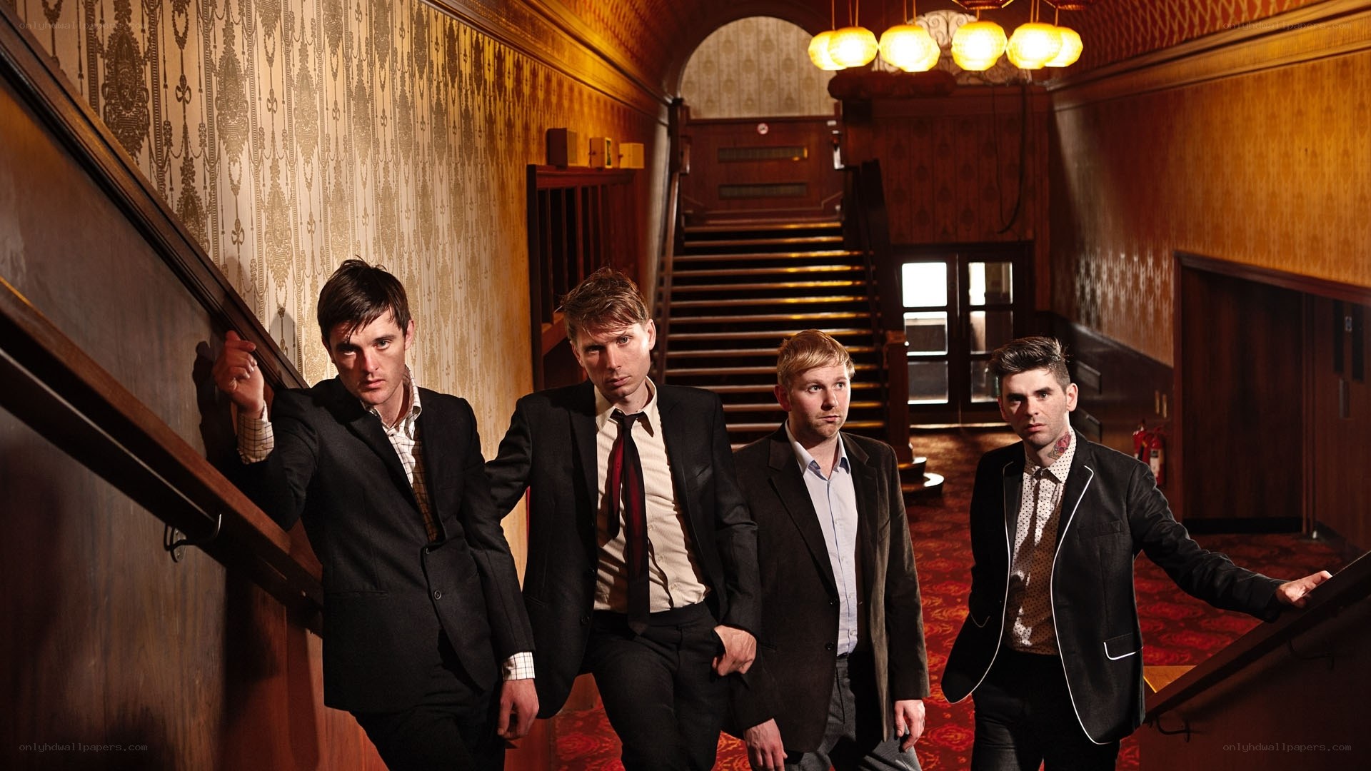 band on staircase