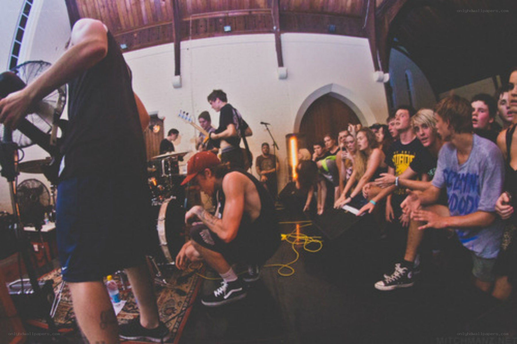 band performing at indoor venue