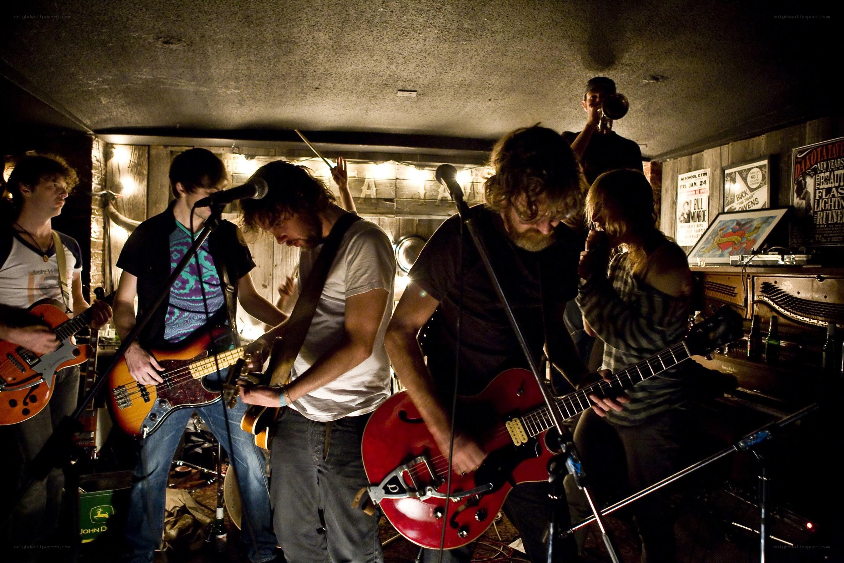 band performing in a small venue