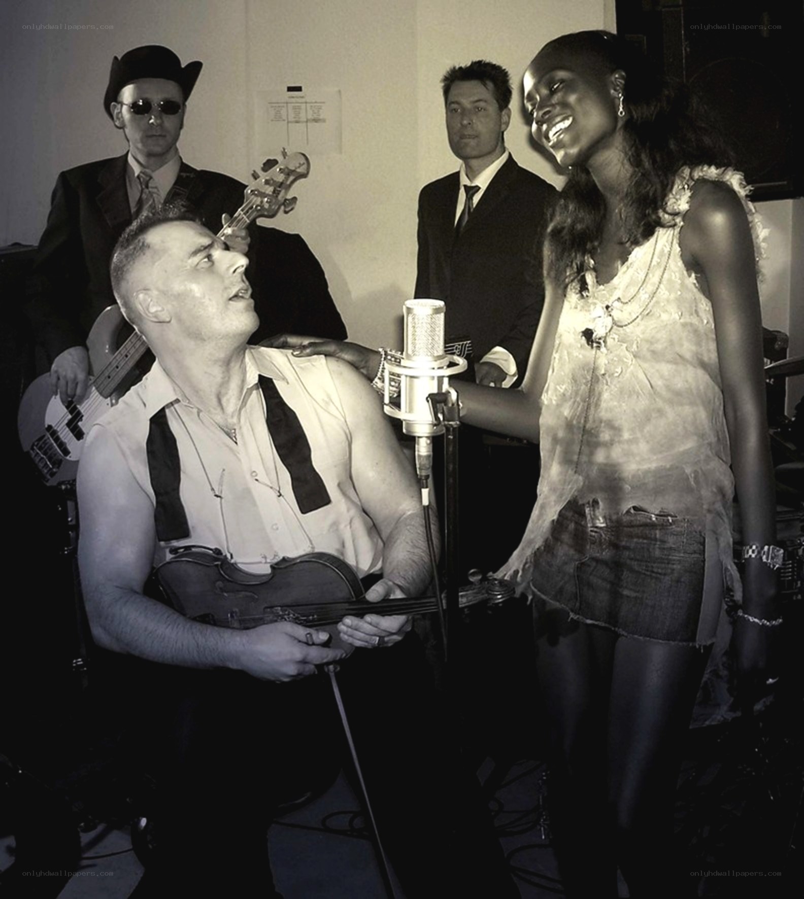 band performing in black and white