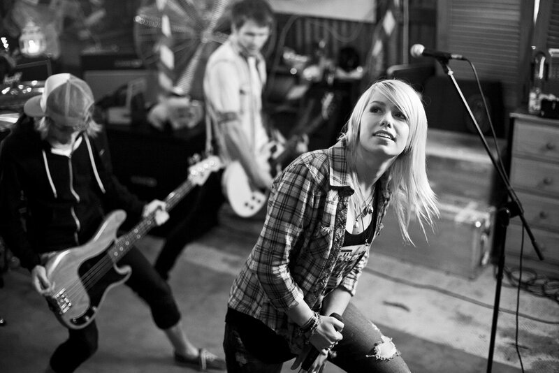 band performing in black and white