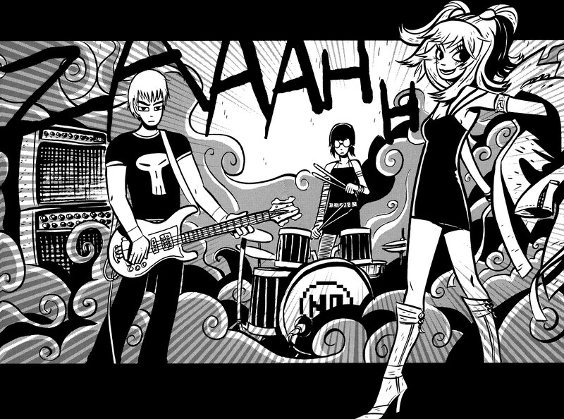 band performing in manga style