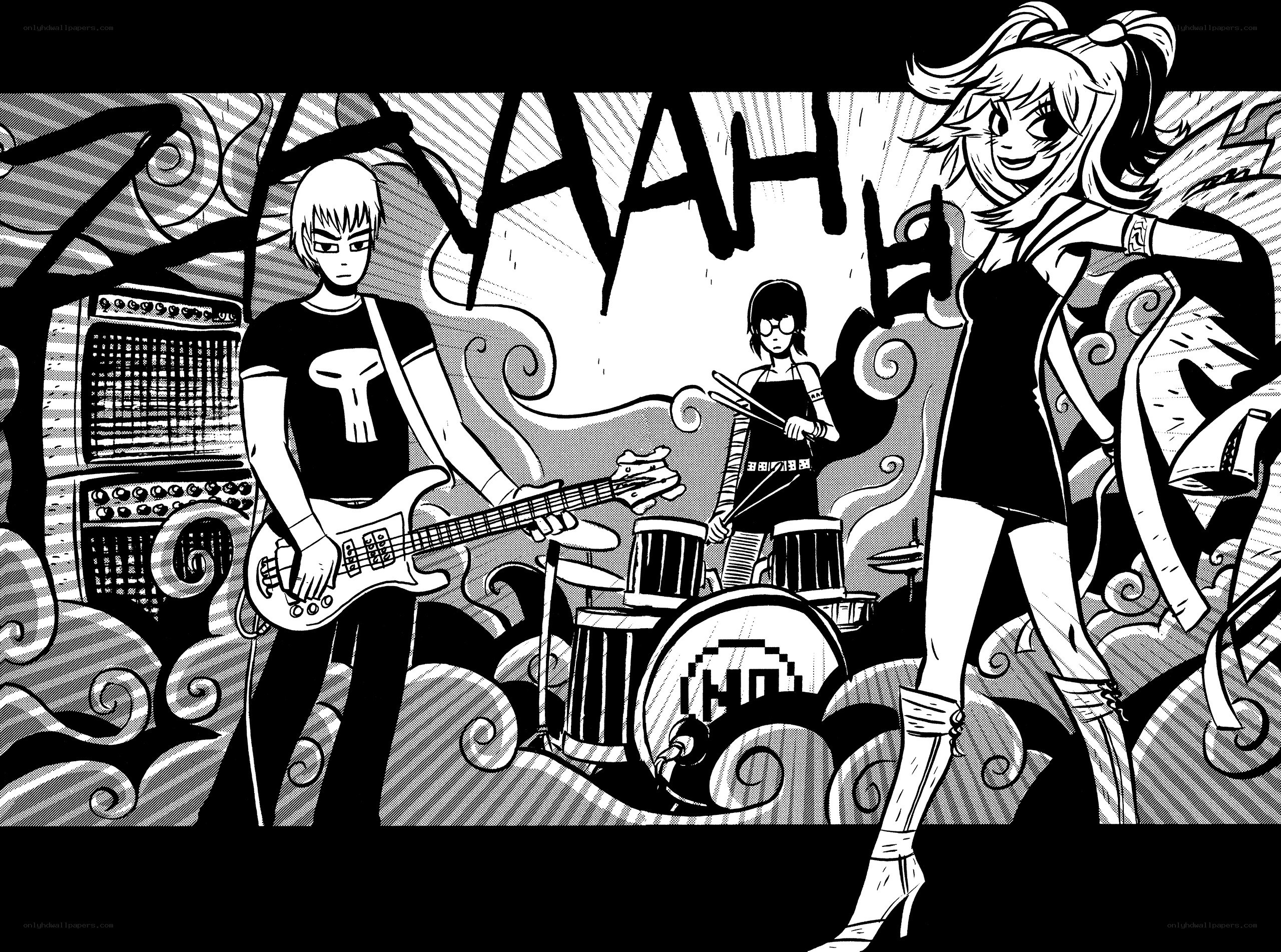 band performing in manga style