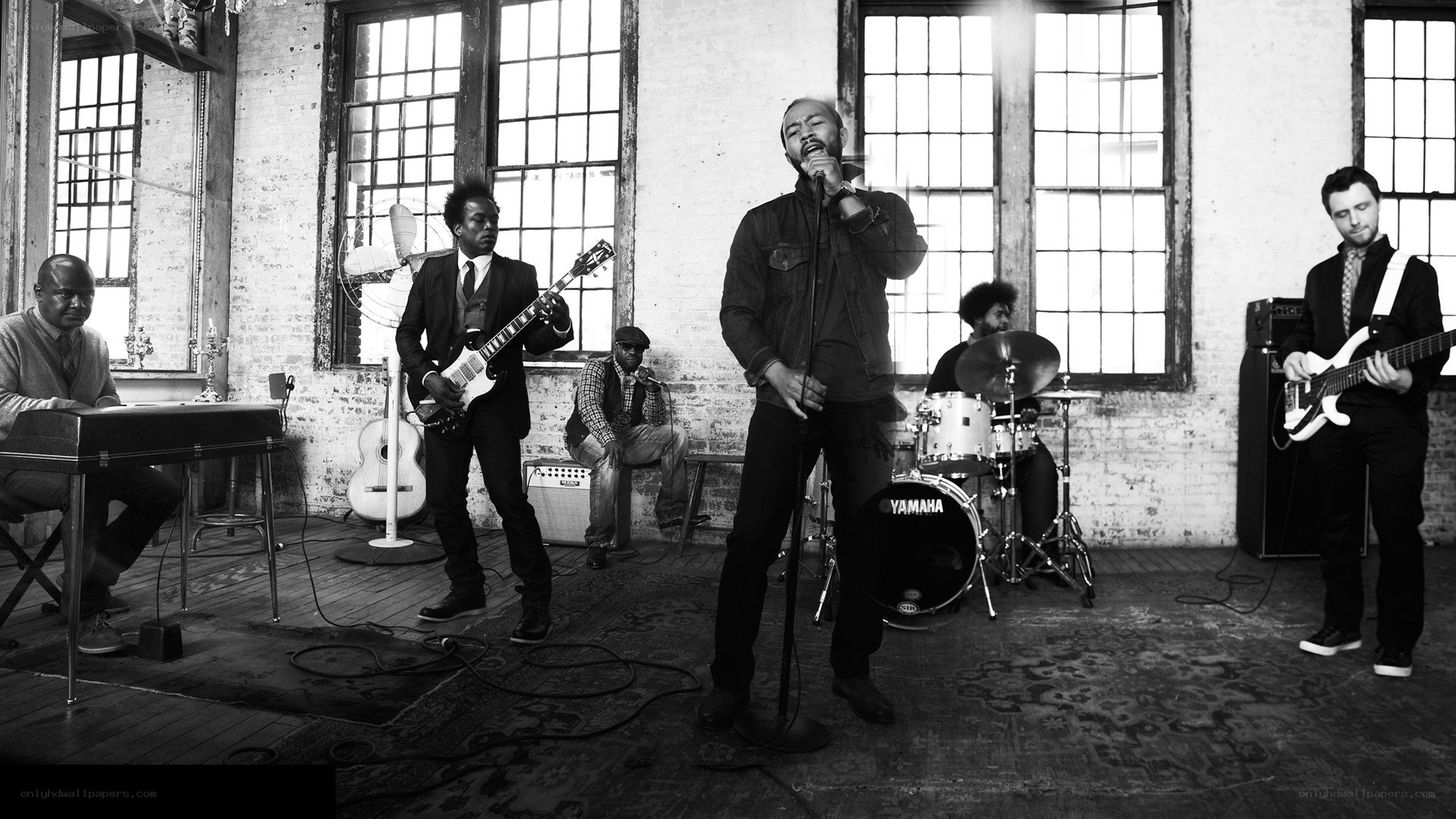 band performing in warehouse