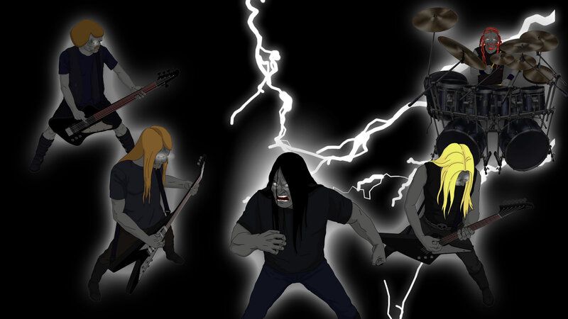 Band Performing on Stage — Black, Dramatic, Night, Digital Art