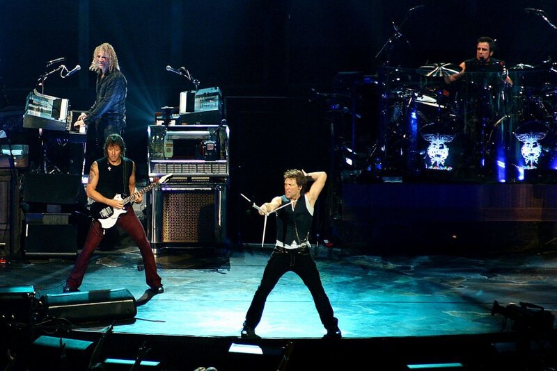 Band Performing on Stage — Black, Energetic, Night, Photograph, Guitarist, Drummer, Keyboardist