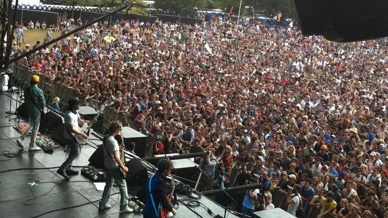 Band Performing on Stage — Black, Lively, Afternoon