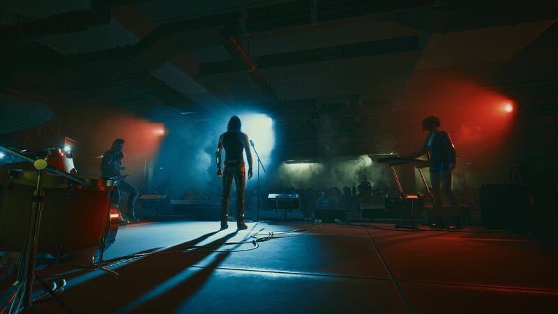 Band Performing on Stage — Blue, Dark, Dramatic