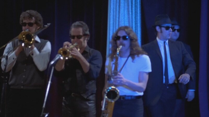 Band Performing on Stage — Blue, Dramatic