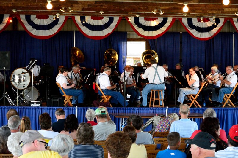 Band Performing on Stage — Blue, Festive