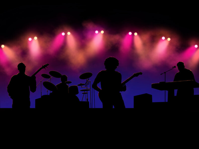 Band Performing on Stage — Purple, Dramatic, Night, Digital Art