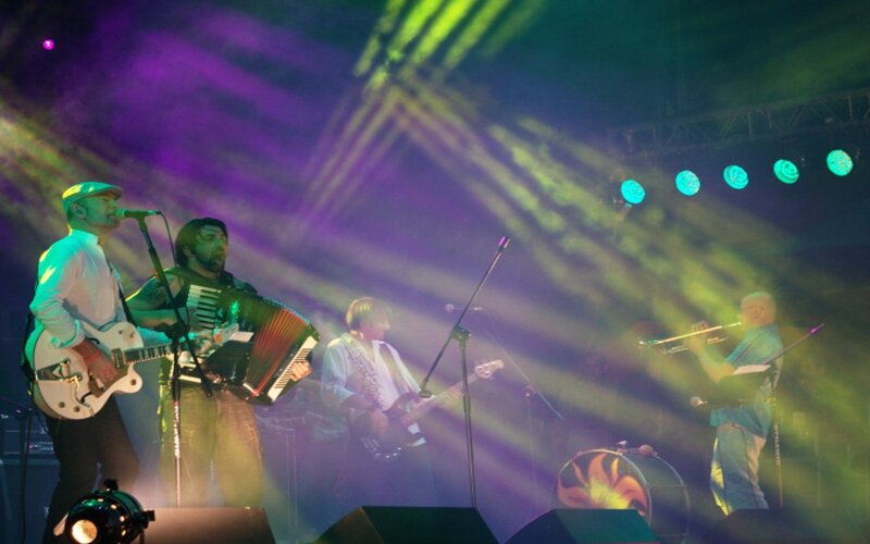 Band Performing on Stage — Purple, Lively