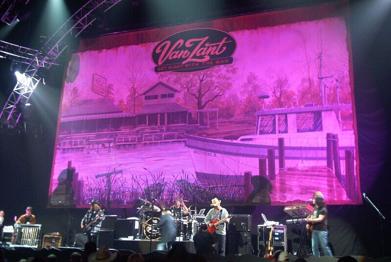 Band Performing on Stage — Purple