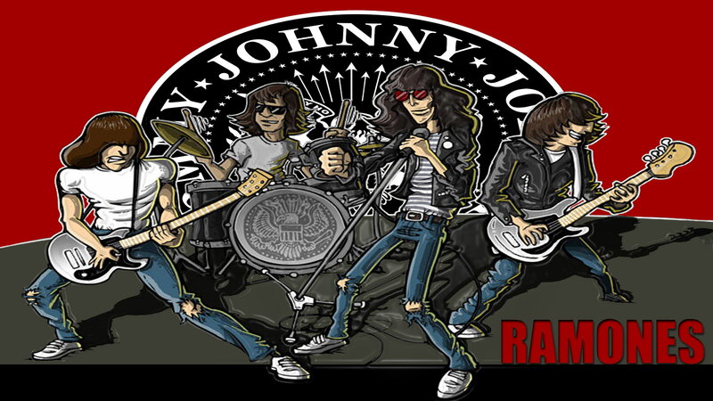 Band Performing on Stage — Red, Energetic, Illustration, Guitar