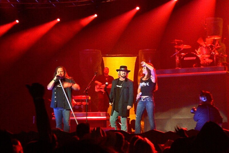 Band Performing on Stage — Red, Energetic
