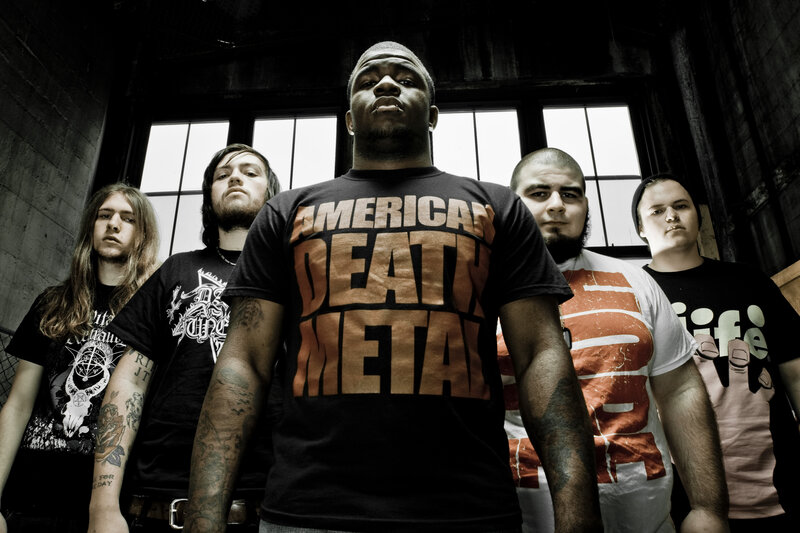 band photo with American Death Metal shirt