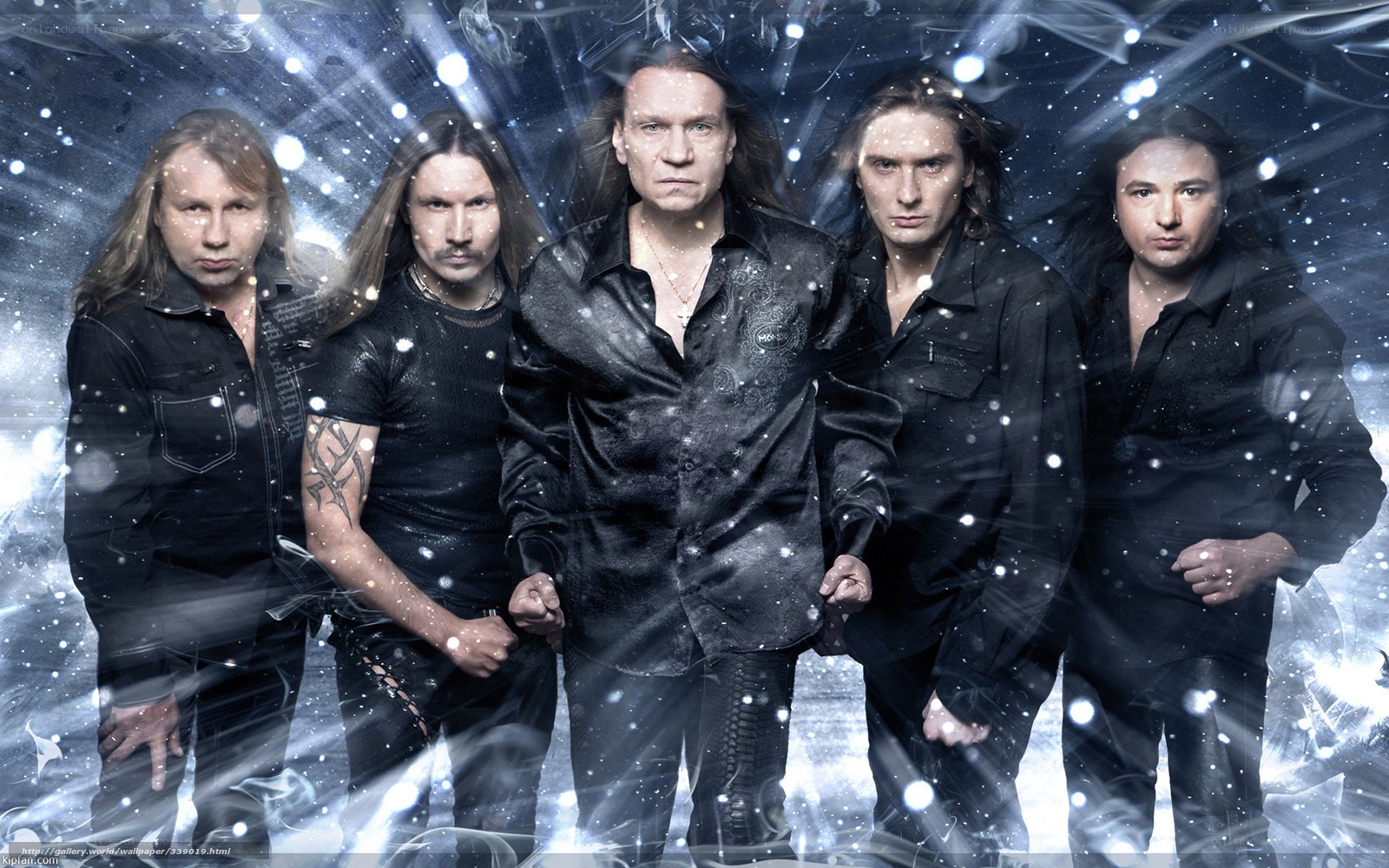 band photo with cosmic background