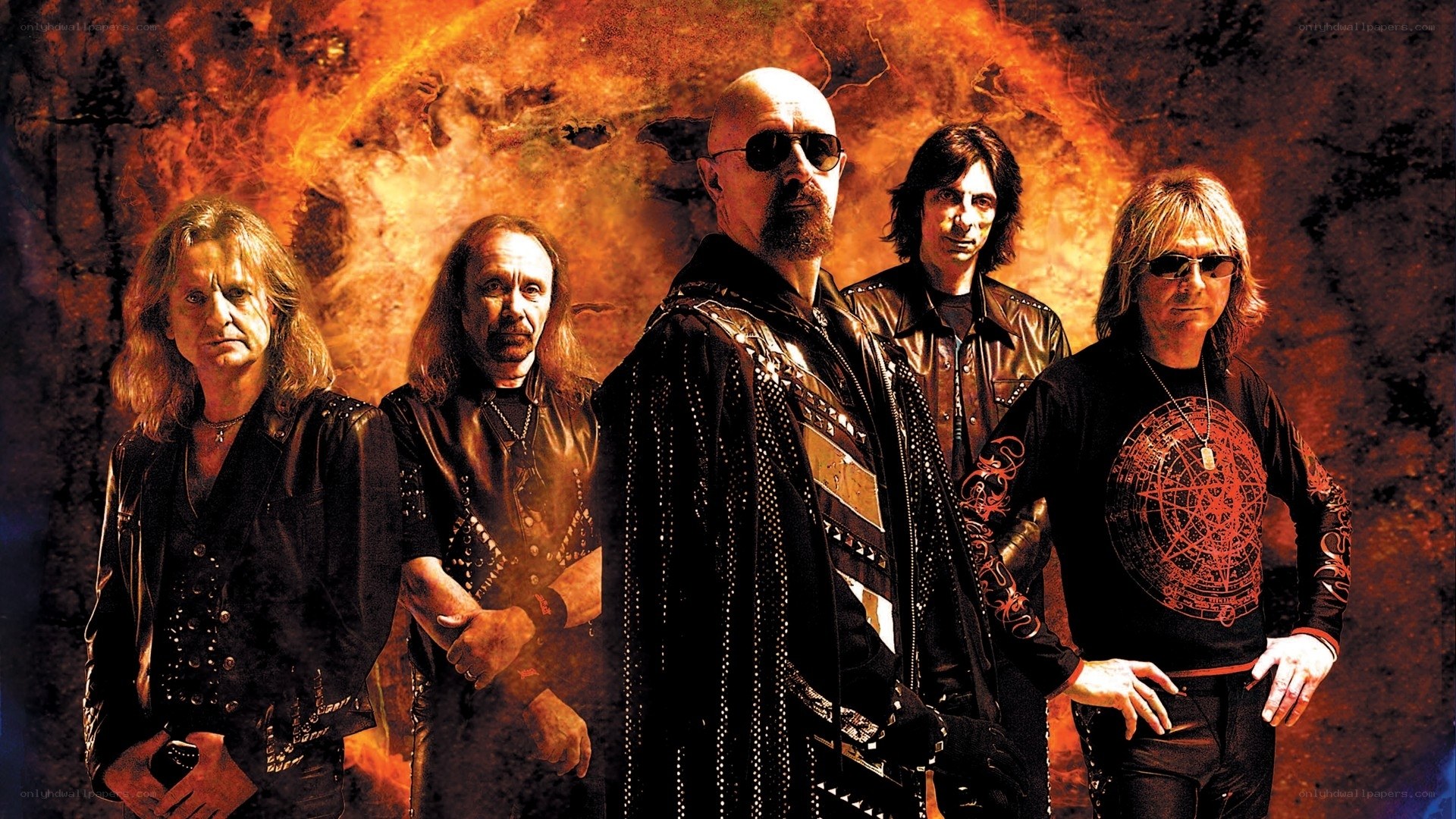 band photo with fiery background