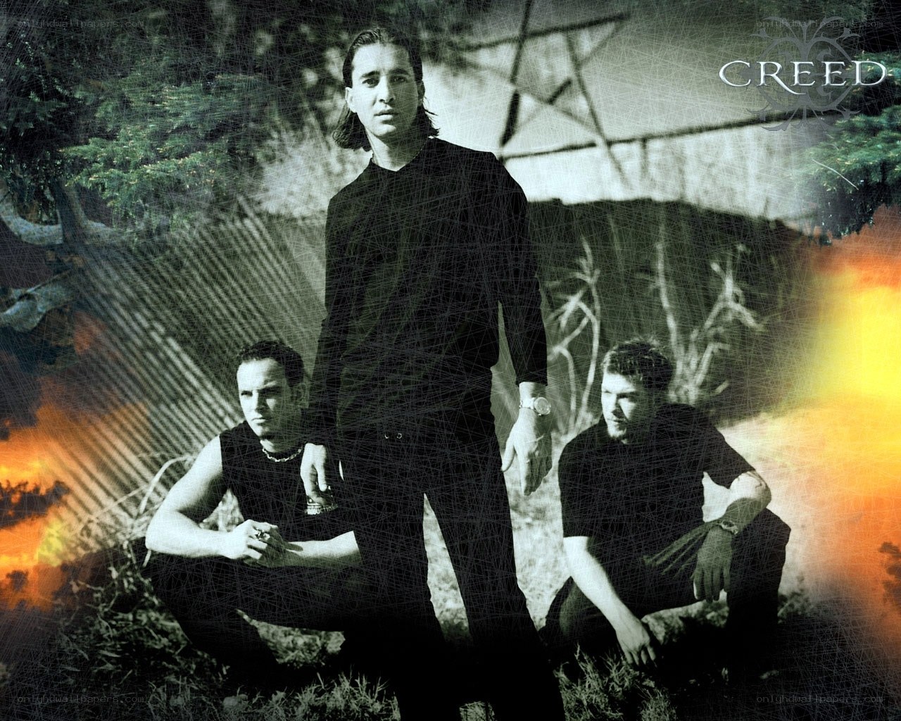 band photo with fiery background