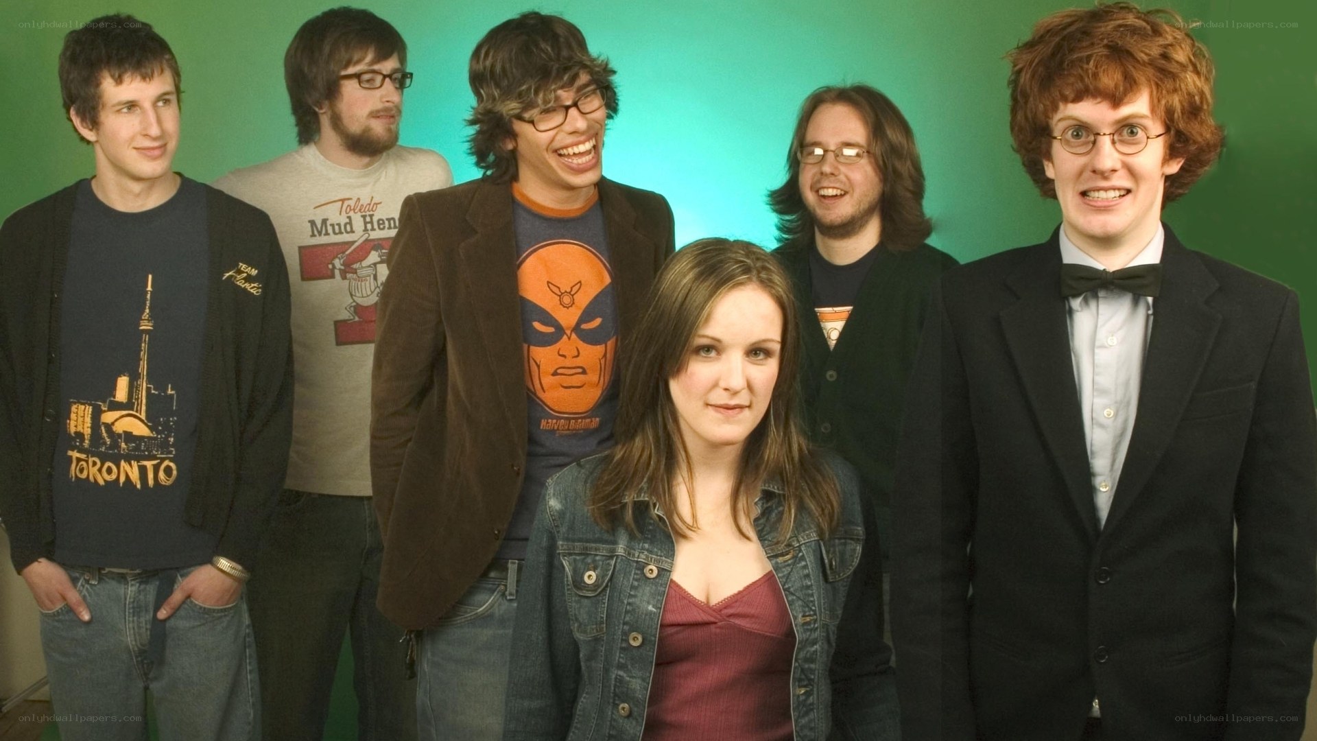 band photo with green background