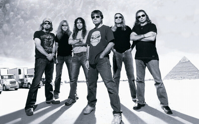 band photo with pyramids