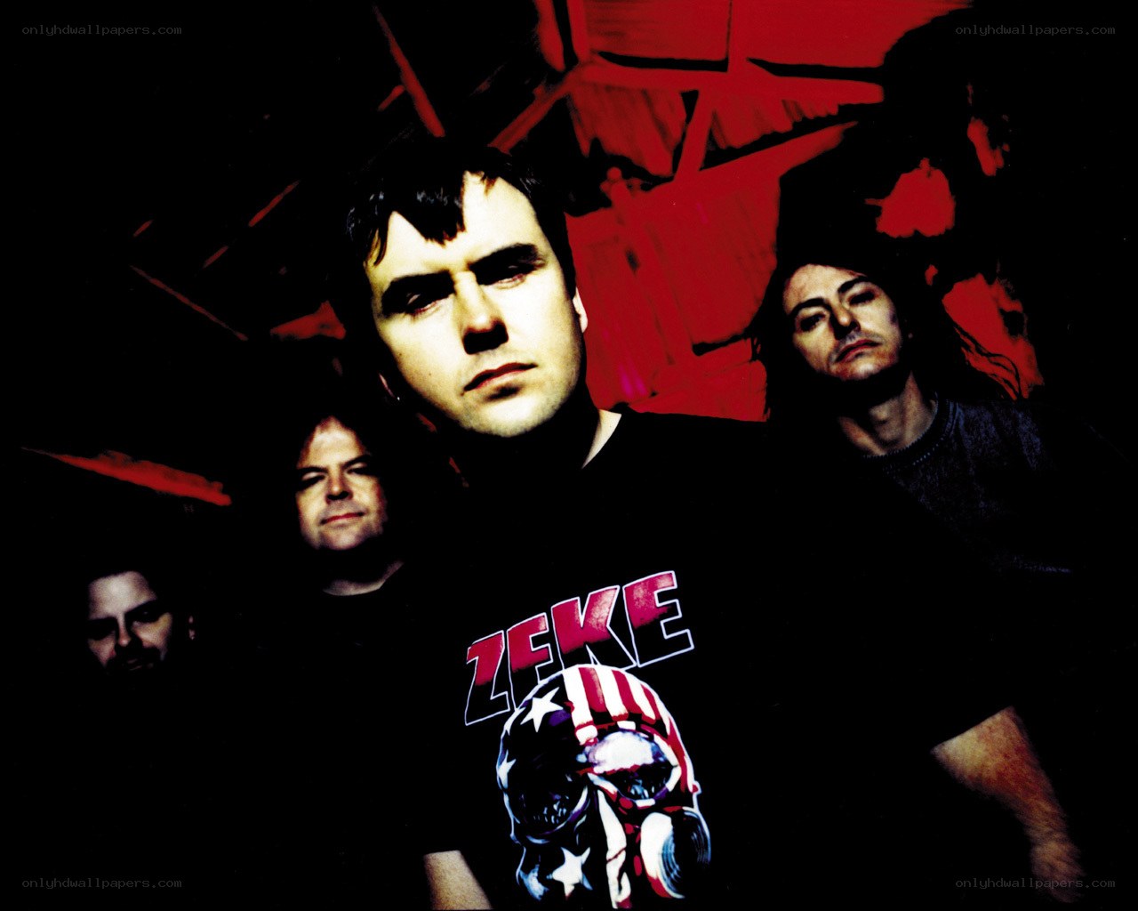 band photo with red background