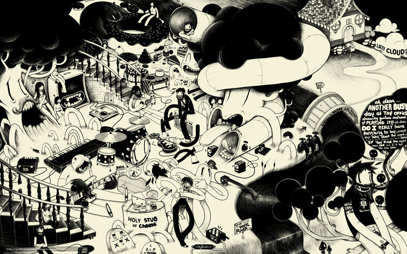Band Playing in Surreal Landscape