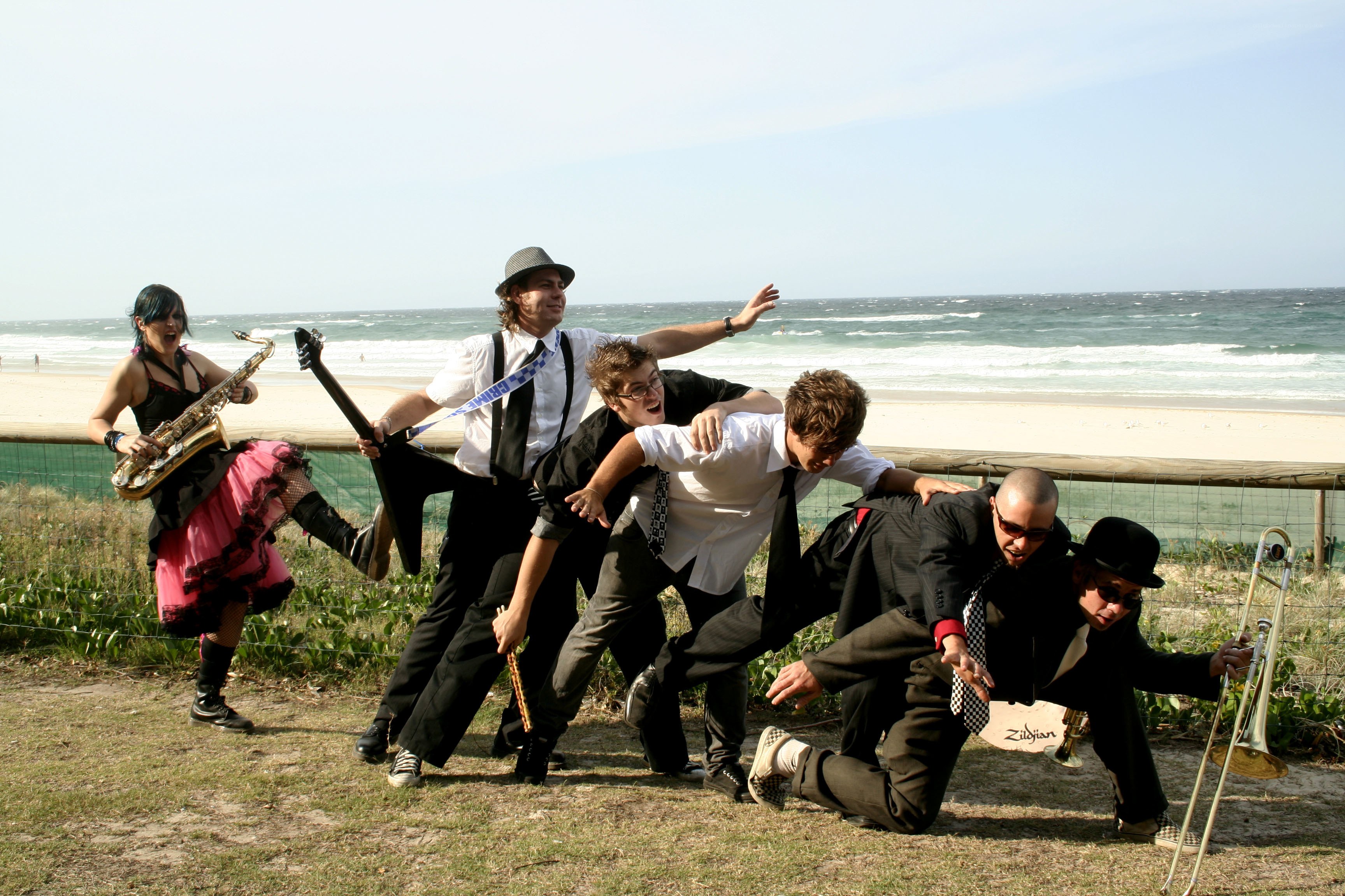 band playing on the beach