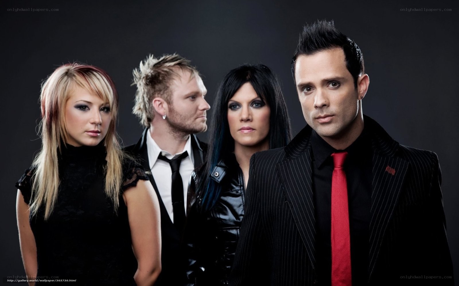 band portrait with red tie