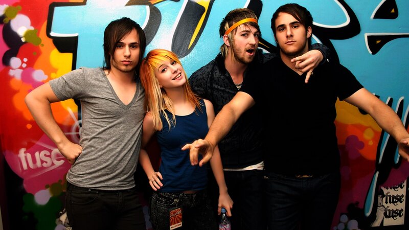 band posing in front of graffiti