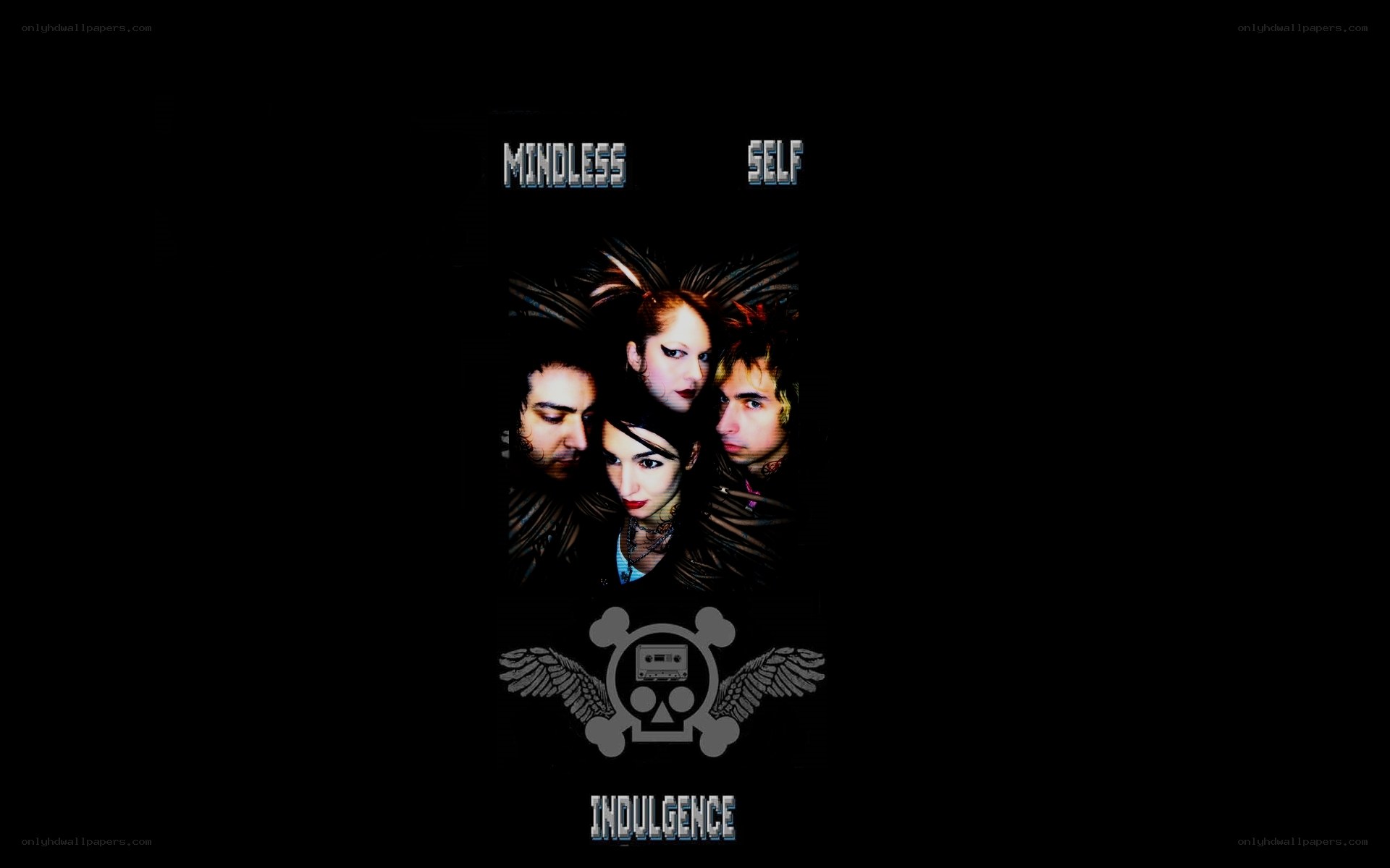 band poster with skull logo
