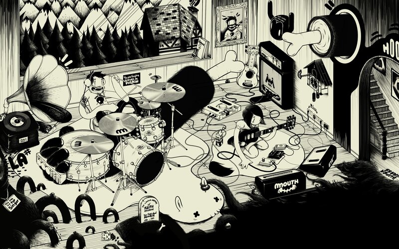band practicing in a room
