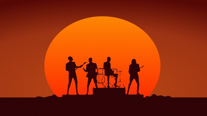 Band Silhouettes on Stage — Orange, Dramatic