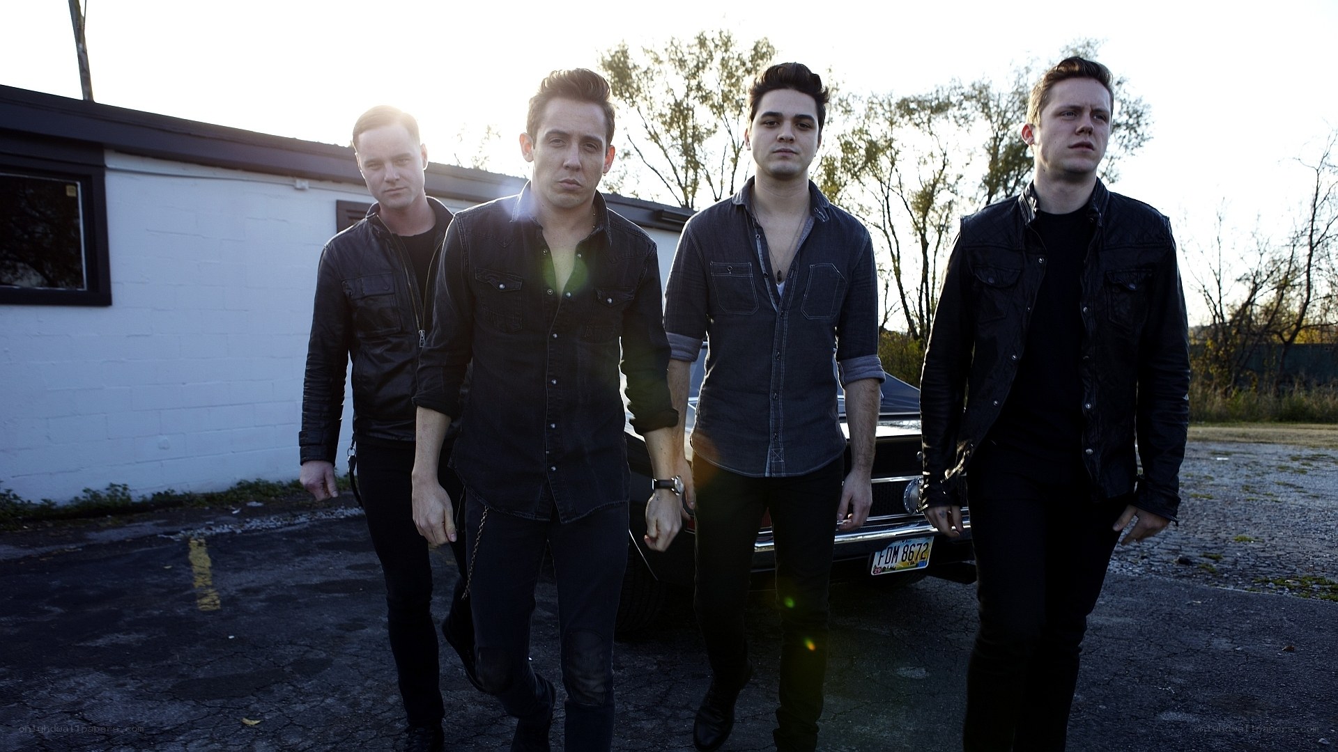 band walking in parking lot