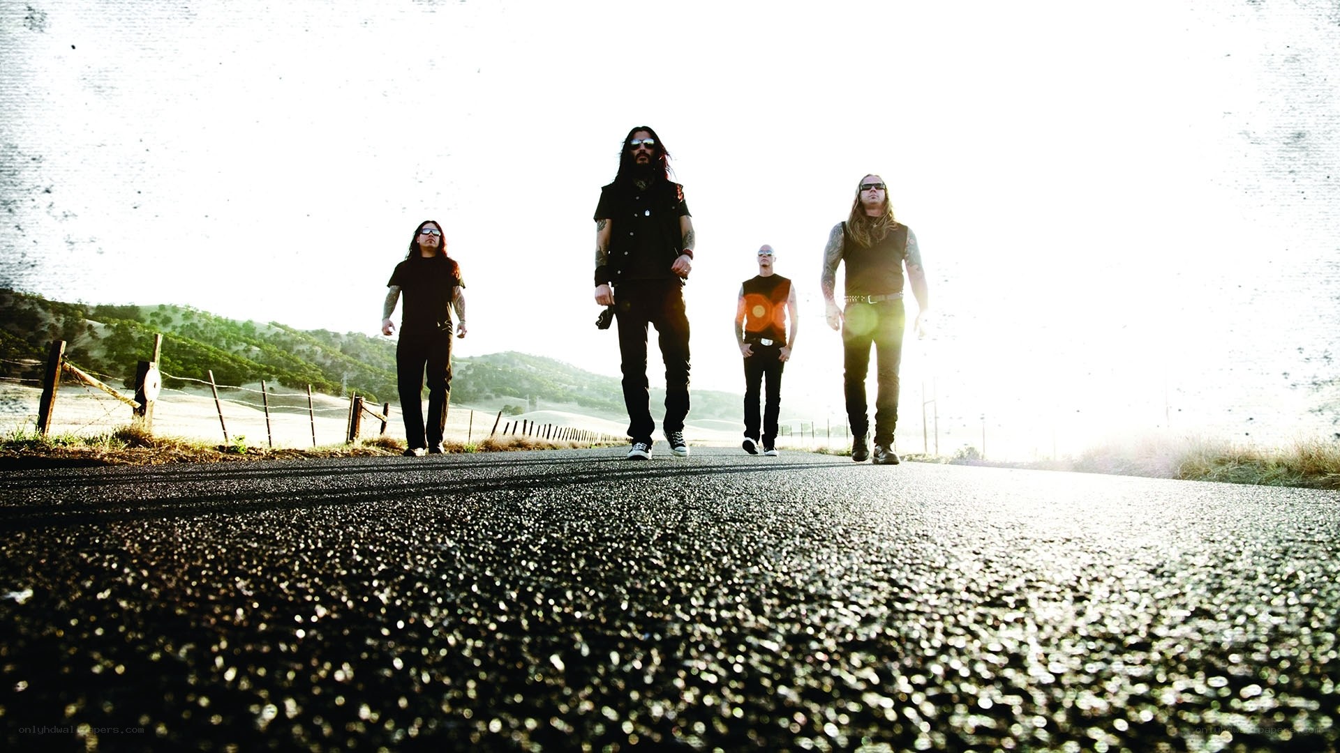 band walking on road