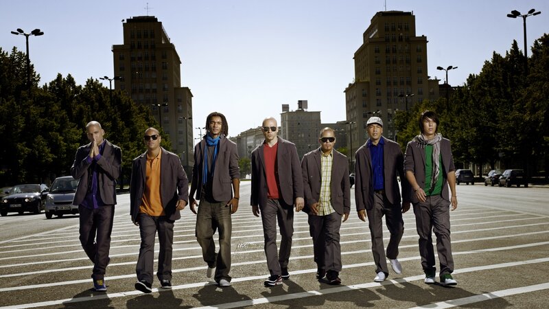 band walking on street