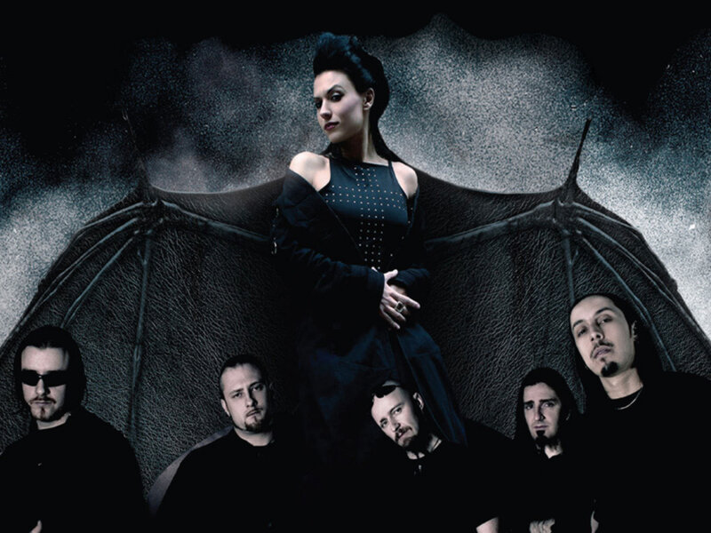 band with bat-wing backdrop